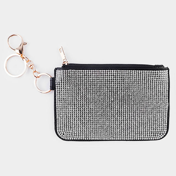 KEY CHAIN BLING MINI POUCH CLEAR STONES ( 04 CL )