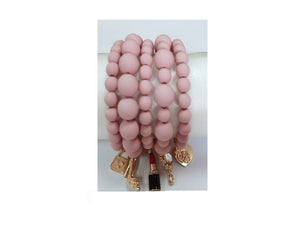 GOLD PINK STRETCH BRACELET ( 8100 DKPINK )