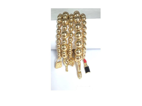 GOLD STRETCH BRACELET CHARMS ( 8100 GD CCB )