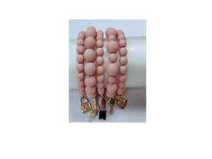 GOLD LIGHT PINK STRETCH BRACELET ( 8100 GDLPK )