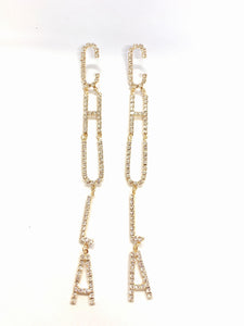 LONG GOLD CHULA EARRINGS CLEAR STONES ( 2110 ) - Ohmyjewelry.com