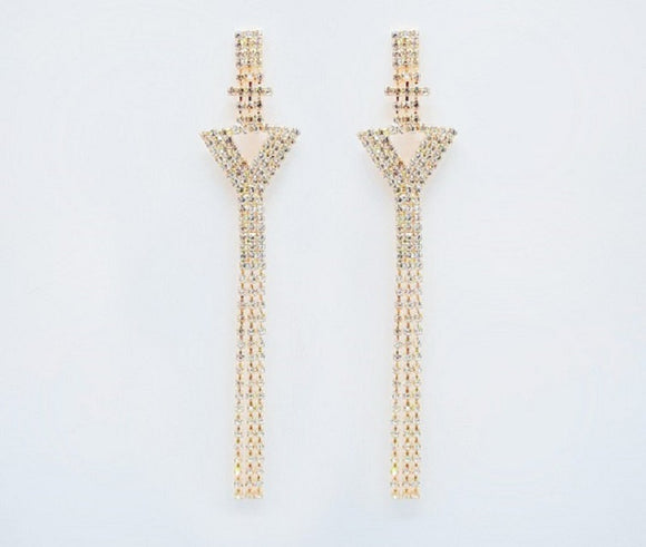 GOLD EARRINGS LETTER Y CLEAR STONES ( 2364 Y GDCRY )