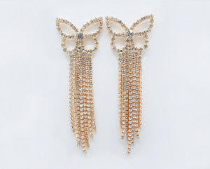 GOLD BUTTERFLY EARRINGS CLEAR STONES ( 2370 GDCRY )
