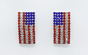 SILVER AMERICAN FLAG STONE EARRINGS ( 2375 RH )