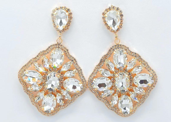 GOLD EARRINGS CLEAR STONES ( 2413 GDCRY )