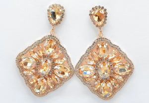 GOLD EARRINGS CLEAR STONES ( 2413 GDLTOP )