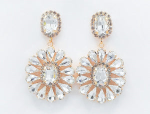 GOLD EARRINGS CLEAR COLOR STONES