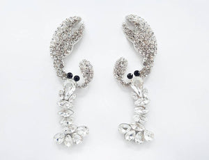 SILVER LOBSTER EARRINGS CLEAR STONES ( 2476 RHCRY )