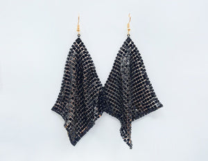 BLACK GOLD EARRINGS BLACK STONES ( 2478BK )