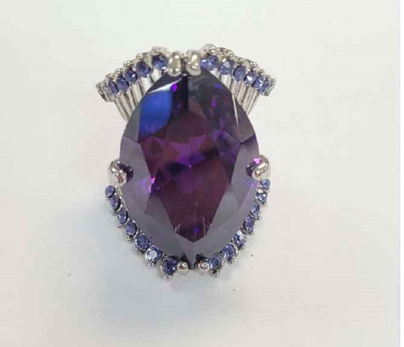 SILVER RING AMETHYST STONE SIZE 8 ( 332 AMY )