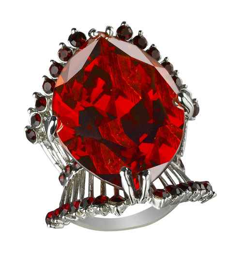 SILVER RING RED STONE SIZE 7 ( 332 RED )