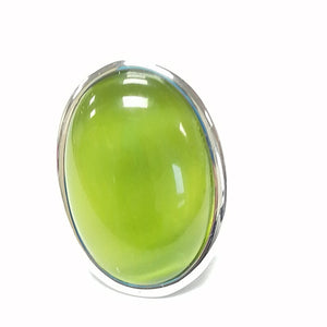 SILVER RING GREEN STONE SIZE 8 ( 609 GRE SIZE 8 )