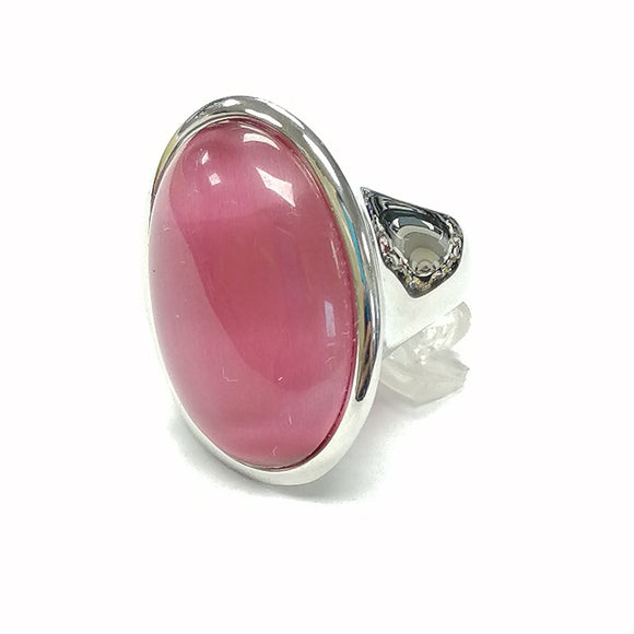 SILVER RING PINK STONE SIZE 7 ( 609 PK SIZE 7 )