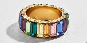 MULTI COLOR BAGUETTE CZ STONE GOLD PLATED RING SIZE 7 ( 999 ) - Ohmyjewelry.com