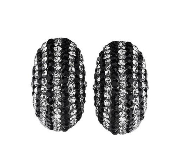 SILVER BLACK EARRINGS CLEAR BLACK STONES ( 213 ) - Ohmyjewelry.com