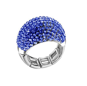 SILVER STRETCH RING BLUE STONES ( 213 BL ) - Ohmyjewelry.com