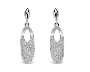 SILVER EARRINGS CUBIC ZIRCONIA CZ STONES ( 104 E )