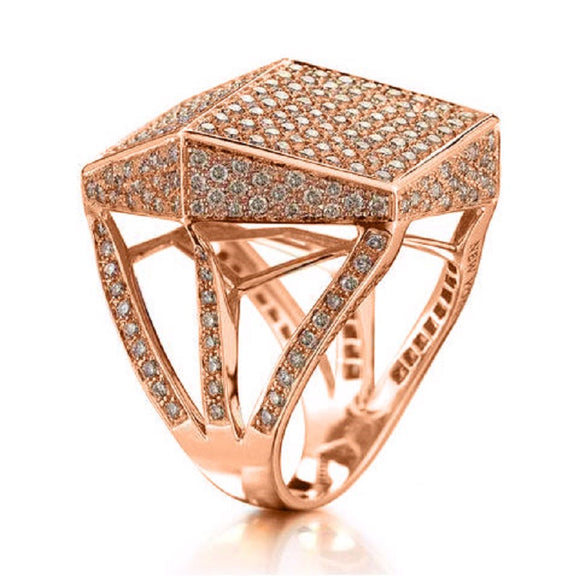 ROSE GOLD SIZE 10 3D CUBE RING CLEAR CZ CUBIC ZIRCONIA STONES ( 460 RG SIZE 10 )