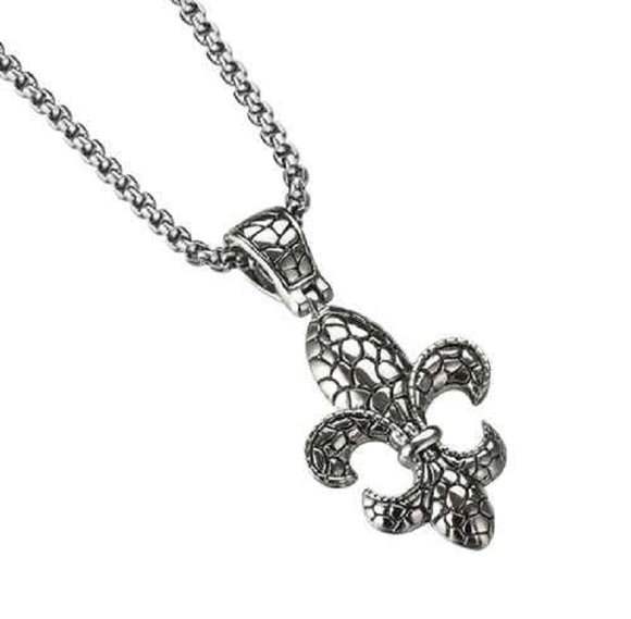 SILVER NECKLACE FLEUR DE LIS PENDANT ( 517 P )