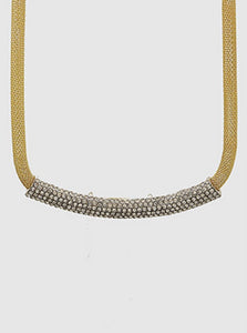 GOLD NECKLACE CLEAR STONES ( 843 N )