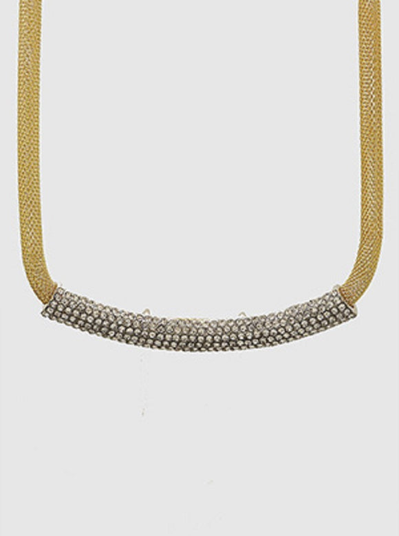 GOLD NECKLACE CLEAR STONES ( 843 N )