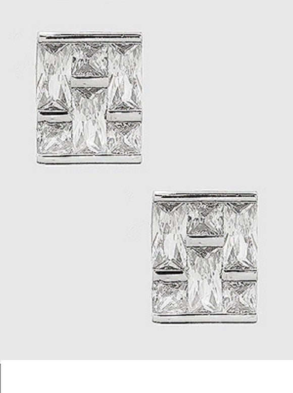 SILVER EARRINGS CLEAR CUBIC ZIRCONIA CZ ( 863 SCL ) - Ohmyjewelry.com