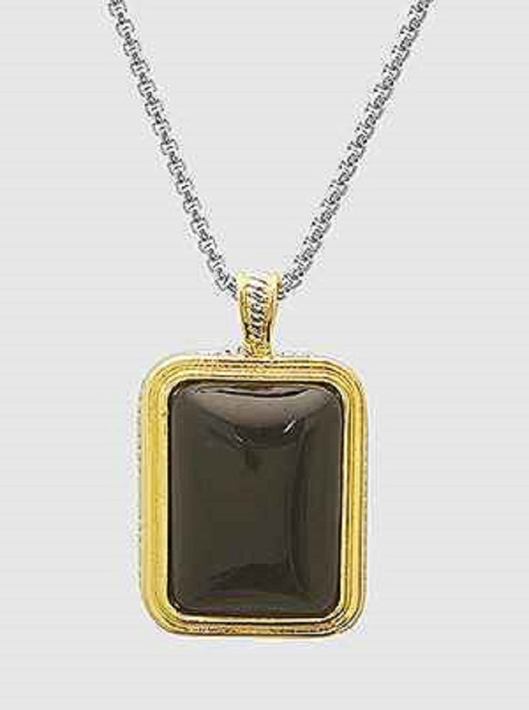SILVER GOLD NECKLACE BLACK STONE ( 877 BKP )