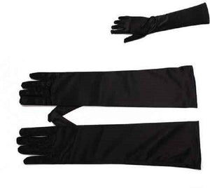 18" Long Black Satin Gloves ( 48 BK ) - Ohmyjewelry.com