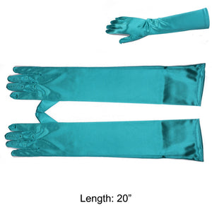 18" Long BLUE Satin Gloves ( 48 BL )