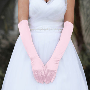 18" Long PINK Satin Gloves ( 48 PK )