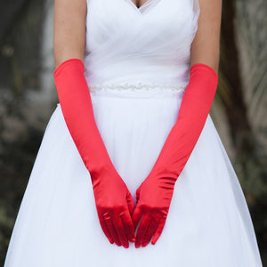 18" Long RED Satin Gloves ( GLB 48 RD )