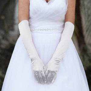 18" Long White Satin Gloves ( GLV48 )
