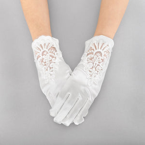 9" White and White Pearl Beaded Gloves ( 2231 )