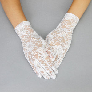 8.5" White Lace Floral Gloves ( 960 )