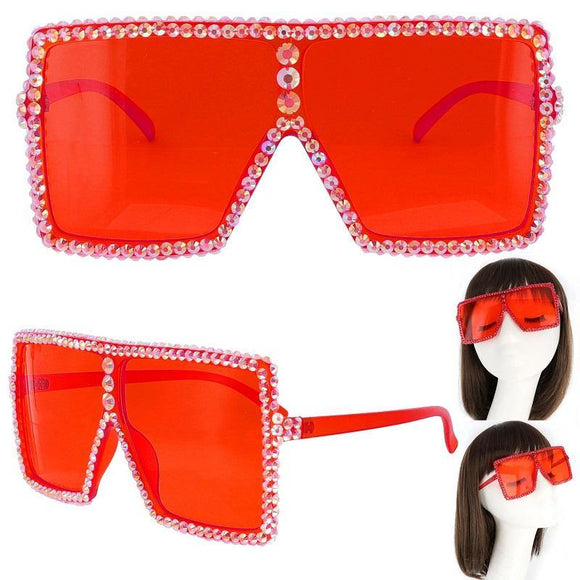 RED SUNGLASSES RED AB STONES ( 11265 RDAB ) - Ohmyjewelry.com