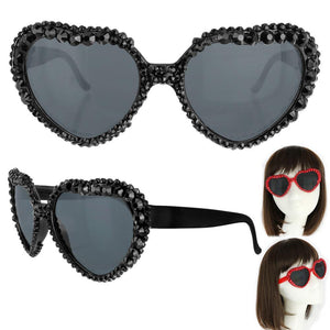 BLACK HEART SUNGLASSES BLACK STONES ( 11316 BK ) - Ohmyjewelry.com