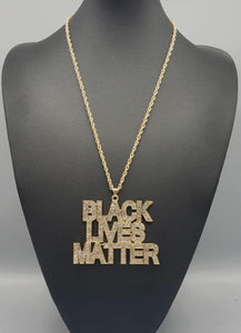 GOLD CLEAR BLACK LIVES MATTER NECKLACE ( 3124 ) - Ohmyjewelry.com