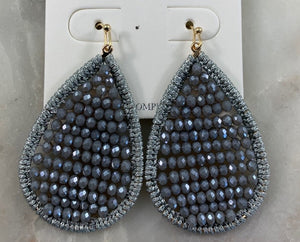 GOLD LIGHT GREY THREAD BEAD EARRINGS ( 2679 GDLGY )