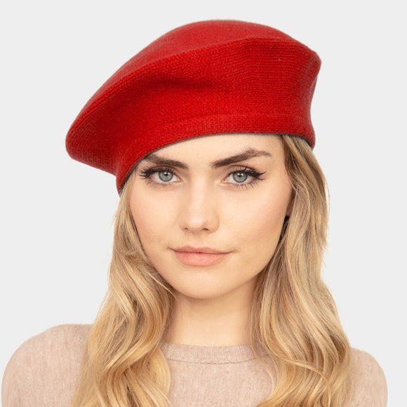 STRETCHY SOLID RED BERET ( 0011 RD )