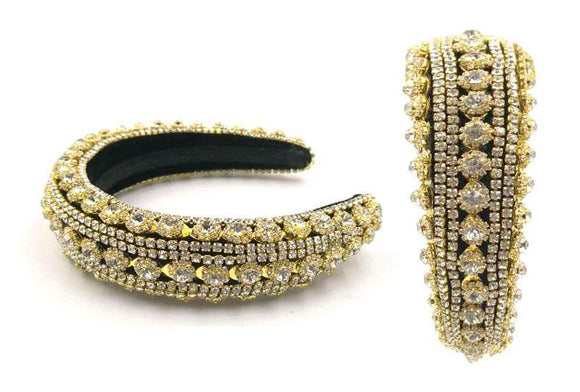 GOLD CLEAR LARGE AND SMALL CRYSTAL HEADBAND ( 0120 ) - Ohmyjewelry.com