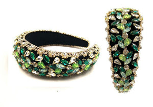 GOLD GREEN TEARDROP MARQUISE CRYSTAL HEADBAND ( 0121 ) - Ohmyjewelry.com