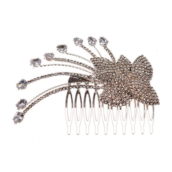 SILVER HAIR COMB CLEAR STONES ( 11823 S )