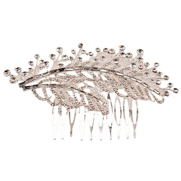 SILVER HAIR COMB CLEAR STONES ( 11844 S )