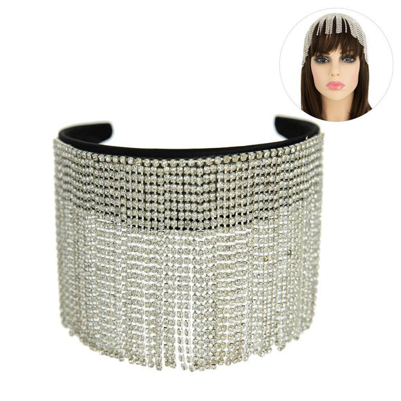 CLEAR SILVER ACCENT FRINGE HEADBAND ( 11137 SCL ) - Ohmyjewelry.com
