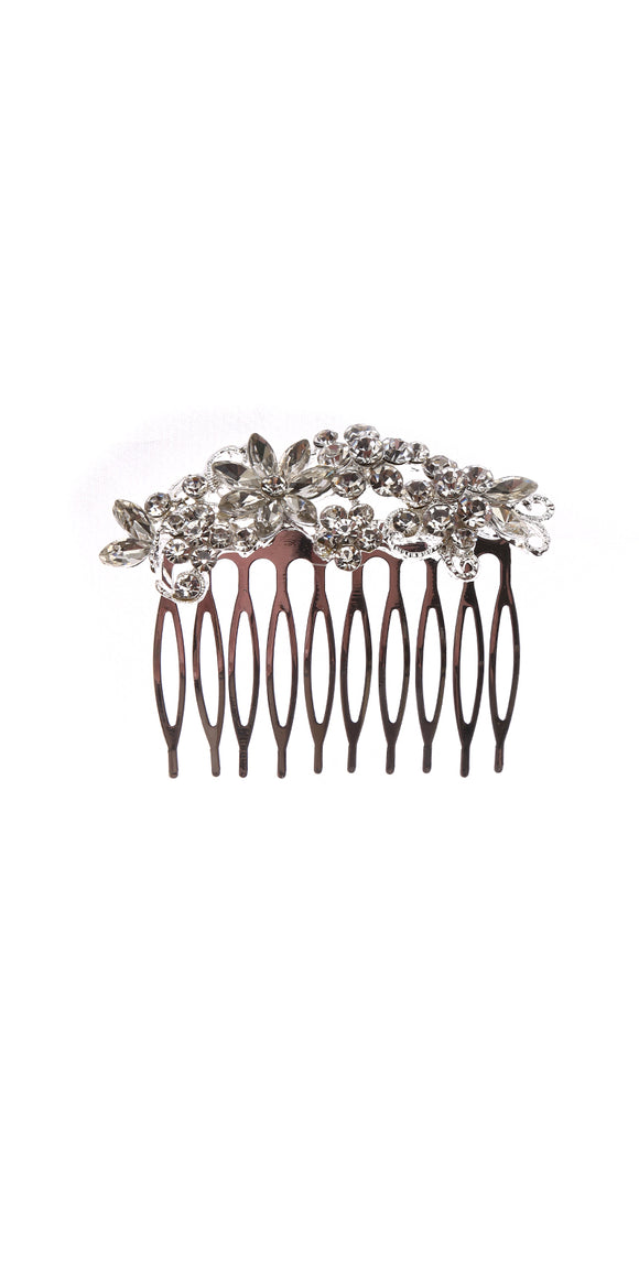 SILVER HAIR COMB CLEAR STONES ( 40888 CLSV )