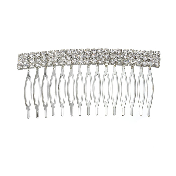 SILVER HAIR COMB CLEAR STONES ( 40330 CLSV )