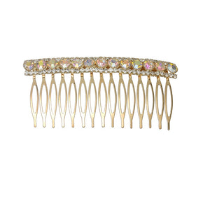 GOLD HAIR COMB CLEAR AB STONES