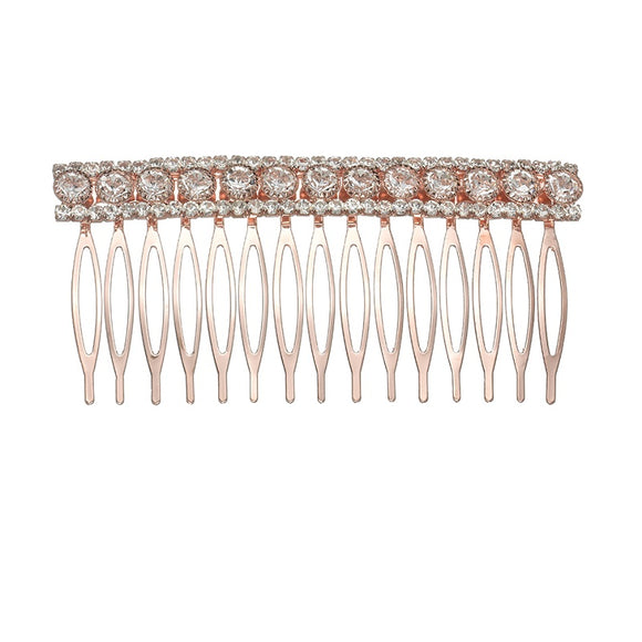 ROSE GOLD HAIR COMB CLEAR STONES
