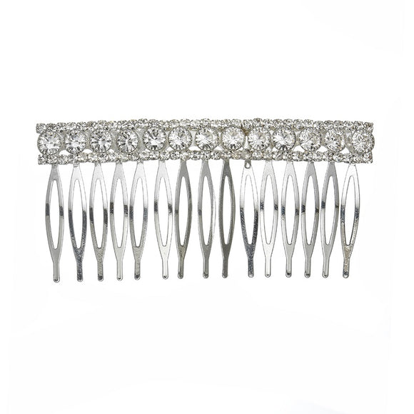 SILVER HAIR COMB CLEAR STONES