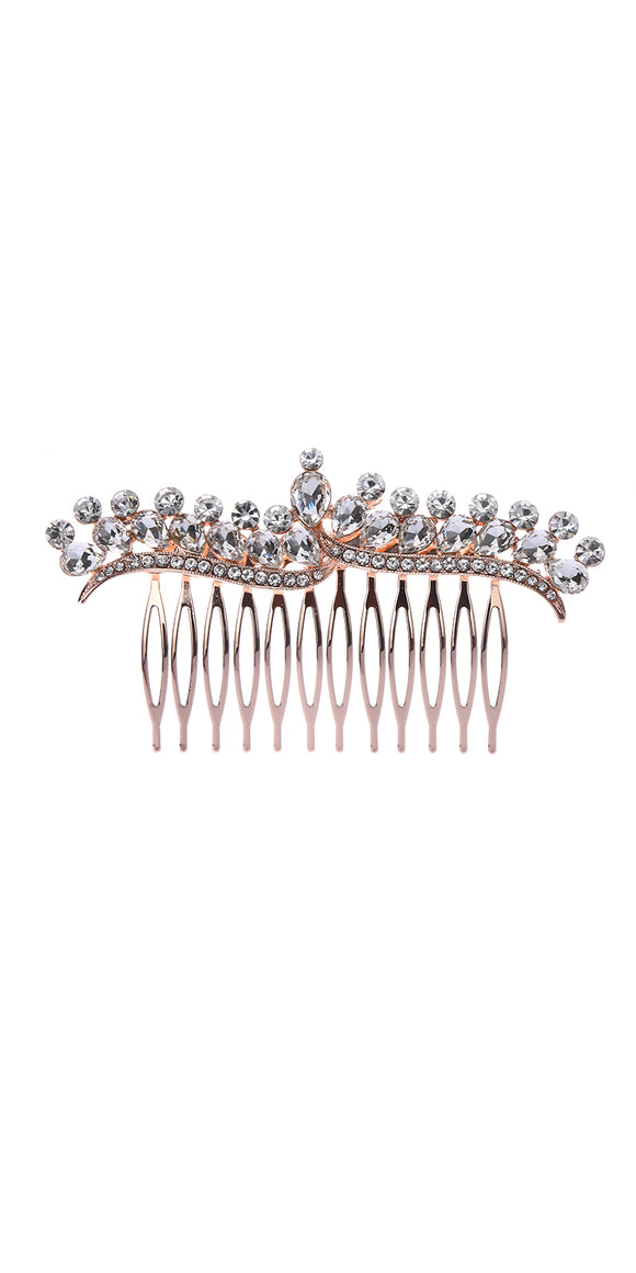 ROSE GOLD HAIR COMB CLEAR STONES ( 40942 CLRGD )